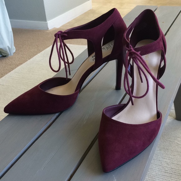 Nine West Shoes - Maroon Suede Heels With Laces